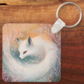 Mystic Bloom Spring Fox Wasserfarbe Schlüsselanhänger (Rückseite)