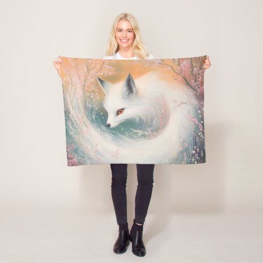 Mystic Bloom Spring Fox Watercolor Fleecedecke (Beispiel)