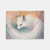 Mystic Bloom Spring Fox Watercolor Fleecedecke (Vorderseite (Horizontal))