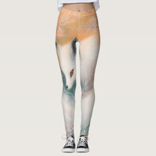 Mystic Bloom Spring Fox Watercolor Leggings