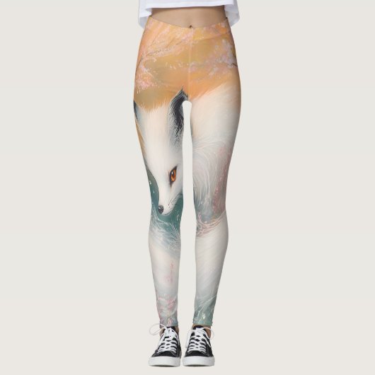 Mystic Bloom Spring Fox Watercolor Leggings (Vorderseite)