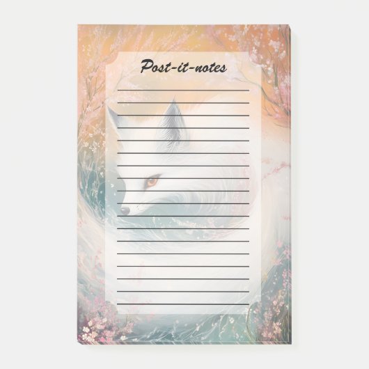 Mystic Bloom Spring Fox Watercolor Post-it Klebezettel (Vorderseite)