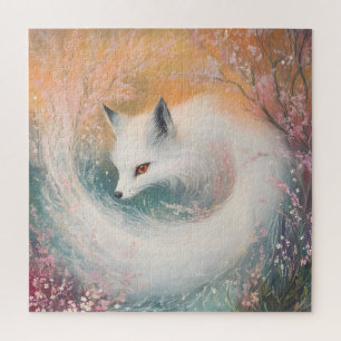 Mystic Bloom Spring Fox Watercolor Puzzle