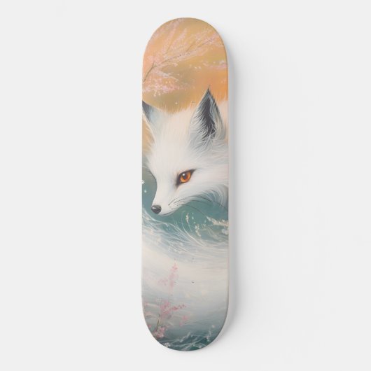 Mystic Bloom Spring Fox Watercolor Skateboard (Vorderseite)