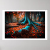 Mystic Blue AI Art: Forest Dream Poster im Herbst (Vorne)