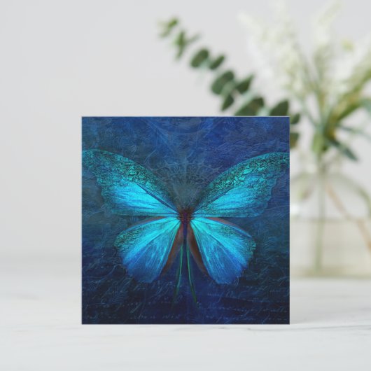 Mystic Blue Butterfly Custom Flat Card Karte (Stehend Vorderseite)
