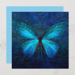 Mystic Blue Butterfly Custom Flat Card Karte