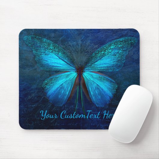 Mystic Blue Butterfly Custom Mousepad (Mit Mouse)