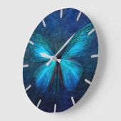 Mystic Blue Butterfly Large Große Wanduhr (Winkel)