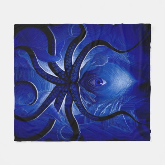 "Mystic Blue Octopus Blanket** Fleecedecke (Vorderseite (Horizontal))