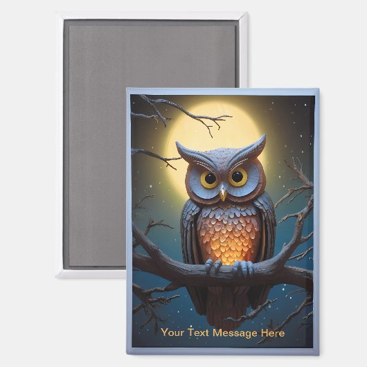 Mystic Blue Owl Magnet (Vorderseite/Rückseite)