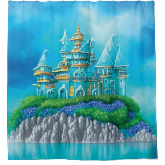 Mystic Blue Palace Duschvorhang (Vorderseite)