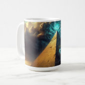 Mystic Blue Pyramide Art Kaffeetasse (Vorderseite Links)