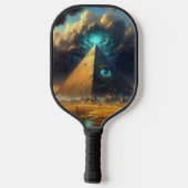 Mystic Blue Pyramide Art Pickleball Schläger (Rückseite)