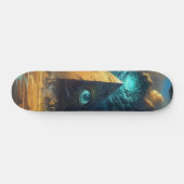 Mystic Blue Pyramide Art Skateboard (Horizontal)