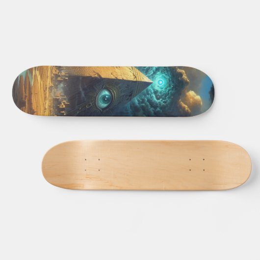 Mystic Blue Pyramide Art Skateboard (Horizontal)