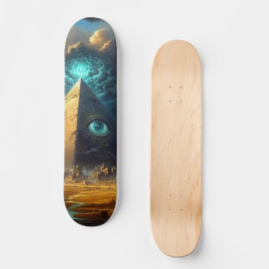 Mystic Blue Pyramide Art Skateboard (Vorderseite)