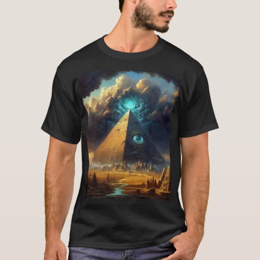 Mystic Blue Pyramide Art T-Shirt (Vorderseite)