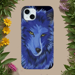 Mystic Blue Wolf iPhone 16 Hülle