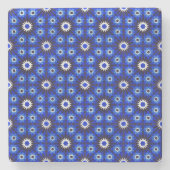 Mystic Blue Zellige Geometry Steinuntersetzer (Vorderseite)