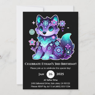Mystic Blume Wolf Birthday Einladung