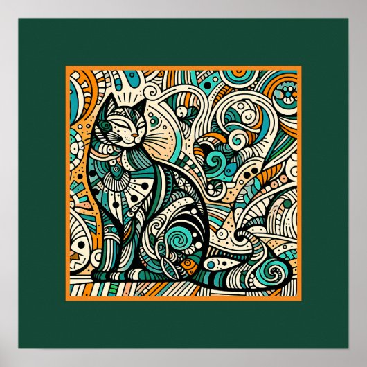 Mystic Boho Cat Art Print Poster (Vorne)