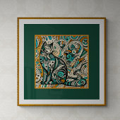 Mystic Boho Cat Art Print Poster