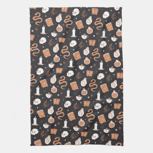 Mystic Boho Crystal Halloween Pattern Geschirrtuch (Vertikal)