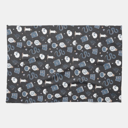 Mystic Boho Crystal Halloween Pattern Geschirrtuch (Horizontal)