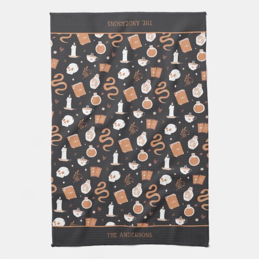 Mystic Boho Crystal Halloween Pattern Personalisie Geschirrtuch (Vertikal)