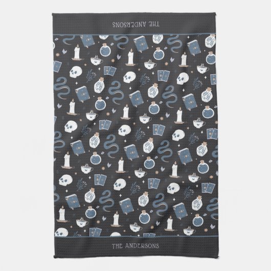 Mystic Boho Crystal Halloween Pattern Personalisie Geschirrtuch (Vertikal)