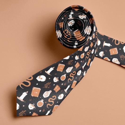 Mystic Boho Crystal Skull Halloween Pattern Krawatte