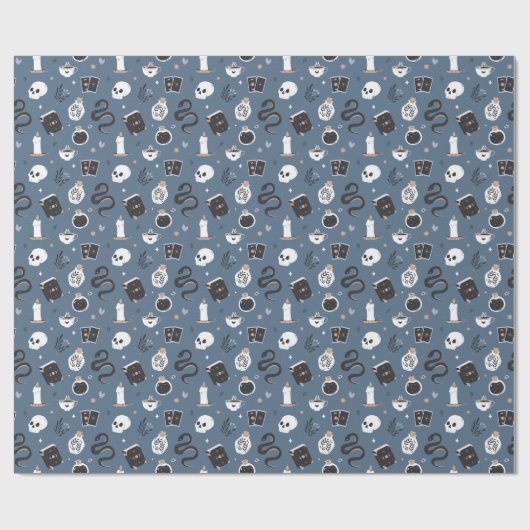 Mystic Boho Crystal Skull Snake Pattern Geschenkpapier (Flach)