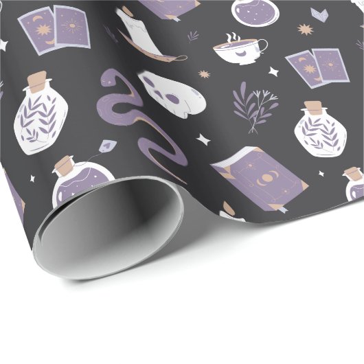 Mystic Boho Crystal Skull Snake Pattern Geschenkpapier (Rolleneckpunkt)