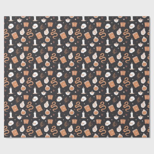 Mystic Boho Crystal Skull Snake Pattern Geschenkpapier (Flach)