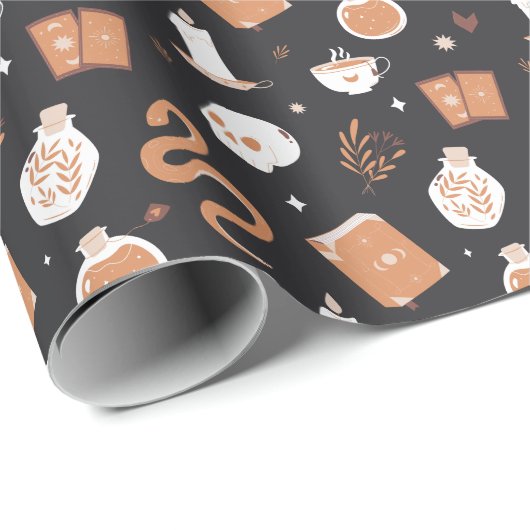 Mystic Boho Crystal Skull Snake Pattern Geschenkpapier (Rolleneckpunkt)