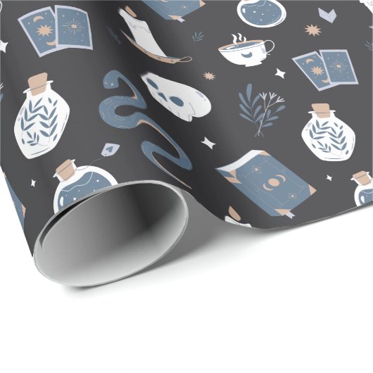 Mystic Boho Crystal Skull Snake Pattern Geschenkpapier (Rolleneckpunkt)