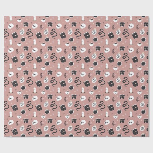 Mystic Boho Crystal Skull Snake Pattern Geschenkpapier (Flach)