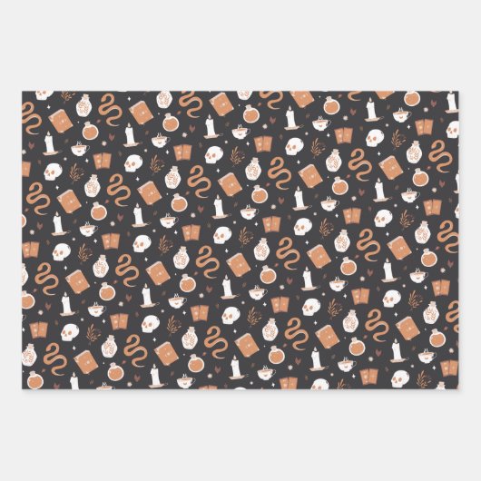 Mystic Boho Crystal Skull Snake Pattern Geschenkpapier Set (Vorderseite)