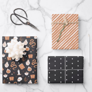 Mystic Boho Crystal Skull Snake Pattern Geschenkpapier Set