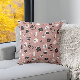 Mystic Boho Crystal Skull Snake Pattern Kissen