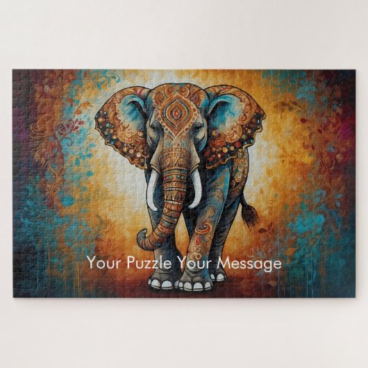 Mystic Boho Elephant Mandala Puzzle (Horizontal)
