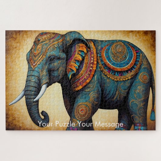 Mystic Boho Elephant Mandala Puzzle (Horizontal)