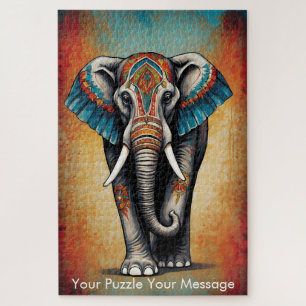 Mystic Boho Elephant Mandala Puzzle