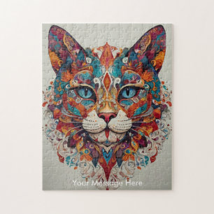 Mystic Boho Feline Cat Mandala Puzzle