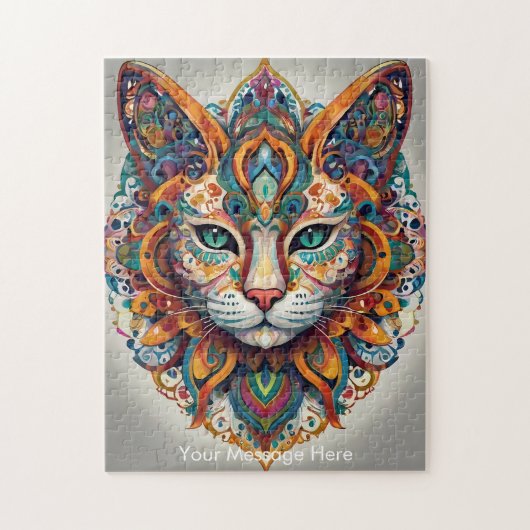 Mystic Boho Feline Cat Mandala Puzzle (Vertikal)