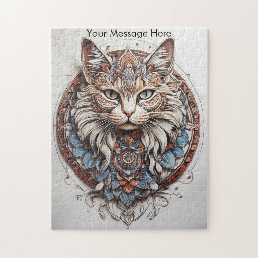 Mystic Boho Feline Cat Mandala Puzzle (Vertikal)