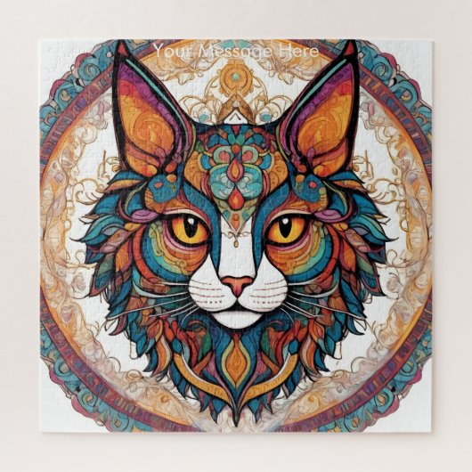 Mystic Boho Feline Cat Mandala Puzzle (Vertikal)