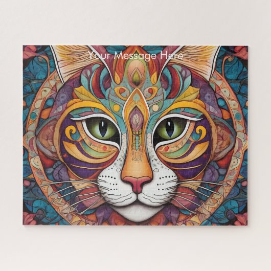 Mystic Boho Feline Cat Mandala Puzzle (Horizontal)