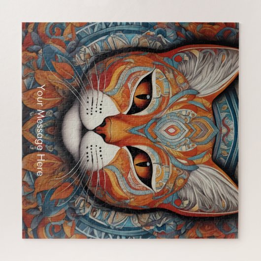 Mystic Boho Feline Cat Mandala Puzzle (Horizontal)